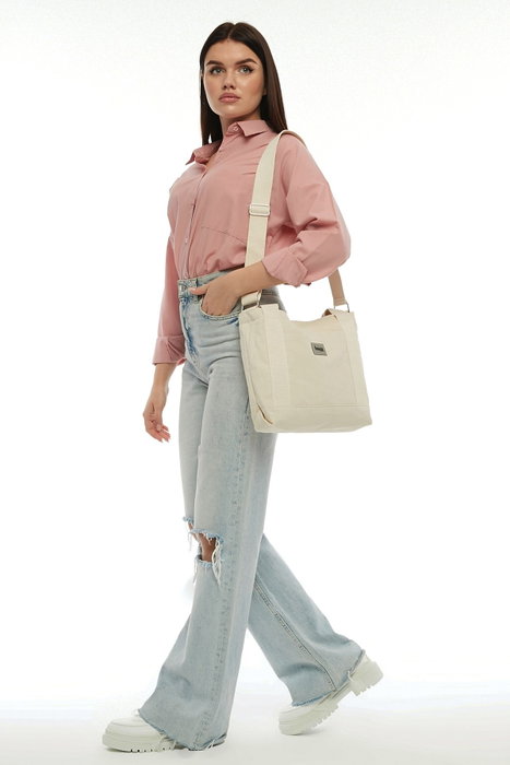 Zoozie Bags Bolso Tote de Lona Color Crema